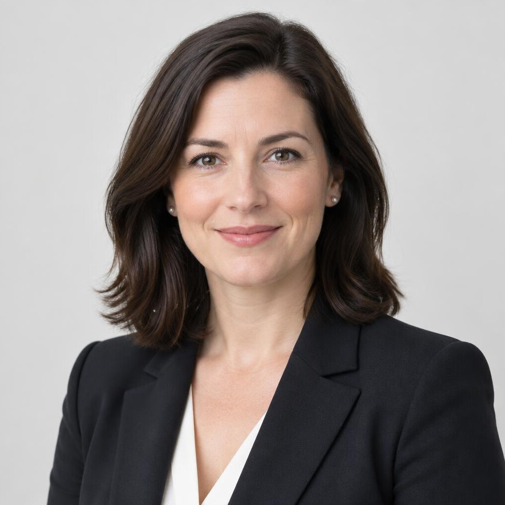 Portrait of a professional woman with dark hair in a blazer